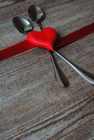 Table set for celebration St. Valentine's Dayの写真素材