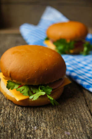 Homemmade hamburger with fresh tomatoes and cheeseの写真素材