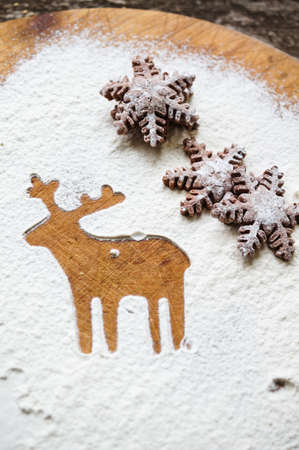Close up of Christmas cookies bakingの写真素材