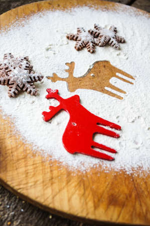 Close up of Christmas cookies bakingの写真素材