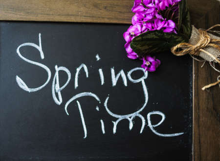 Purple cyclamen flowers in a pot on the old tableの写真素材