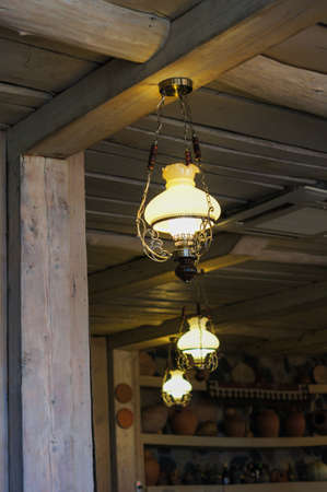 Old styled lamp in country interiorの写真素材