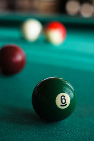 Billiard balls on a pool table. selective focusの写真素材