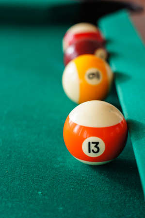 Billiard balls on a pool table. selective focusの写真素材