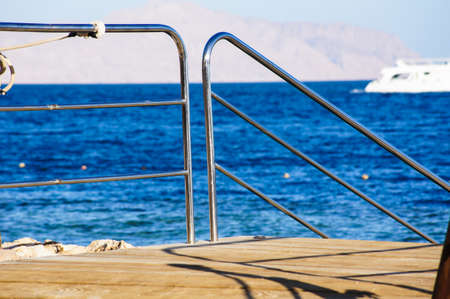Rope and pier detail on the Red sea on egyptian sideの写真素材
