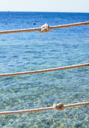 Rope and pier detail on the Red sea on egyptian sideの写真素材