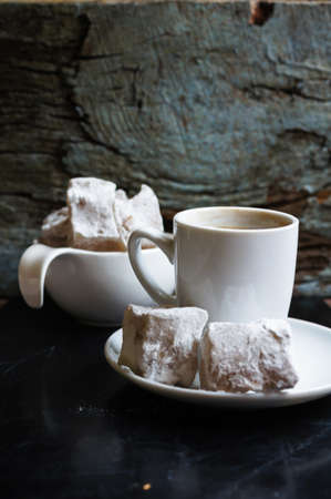 Eastern sweets rakhat lukum and coffeeの写真素材