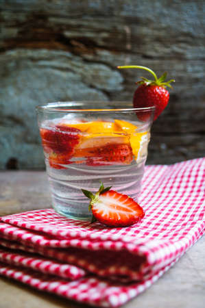 Lemonade with fresh strawberries and lemonの写真素材