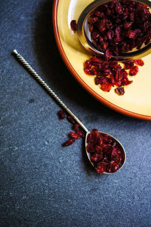 dried goji berries on the rustic style old tableの写真素材