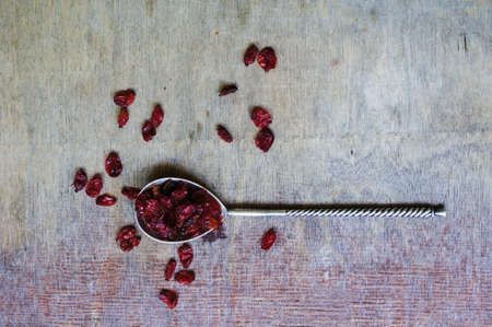 dried goji berries on the rustic style old tableの写真素材