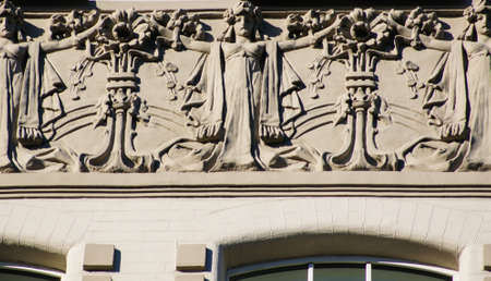 Architecture of the end of 19th century and beggining of 20th centure in art nouveau style in Kiev, Ukraineの写真素材