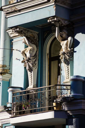 Architecture of the end of 19th century and beggining of 20th centure in art nouveau style in Kiev, Ukraineの写真素材
