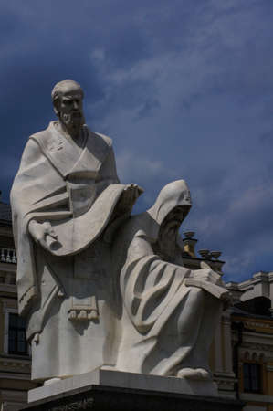 KIEV, UKRAINE -JUNE 11, 2015:Monument to Princess Olga, St. Apostle Andrew the first-called and equal to the apostles Cyril and Methodius in Kiev .June 11, 2015 Kiev, Ukraineのeditorial素材