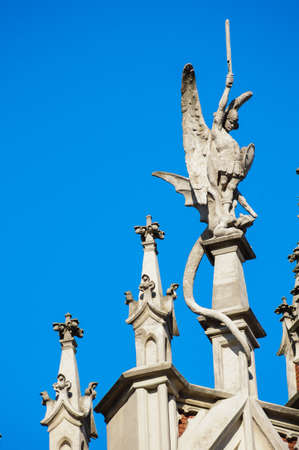 Detail of the catholic church of St. Nicholas in Kiev also known as organ hallの写真素材