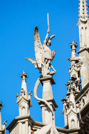 Detail of the catholic church of St. Nicholas in Kiev also known as organ hallの写真素材