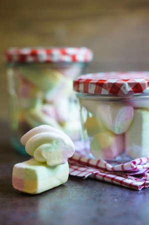 marshmallow in the vintage style bowl, selective focusの写真素材
