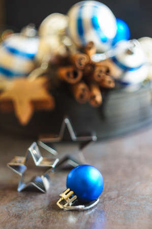 Christmas gift with cookies and Christmas ornament. Selective focusの写真素材