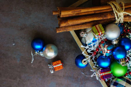 Christmas gift with cookies and Christmas ornament. Selective focusの写真素材