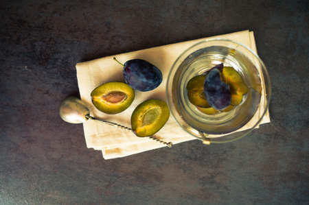 Plum detox lemonade with cinnamon and anise spice, vintage styleの写真素材