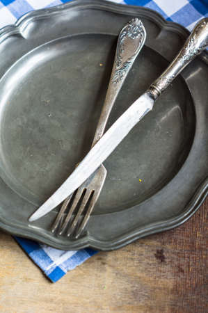 Table setting in rustic style with vintage detailsの写真素材