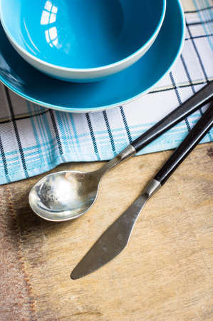 Table setting in rustic style with vintage detailsの写真素材