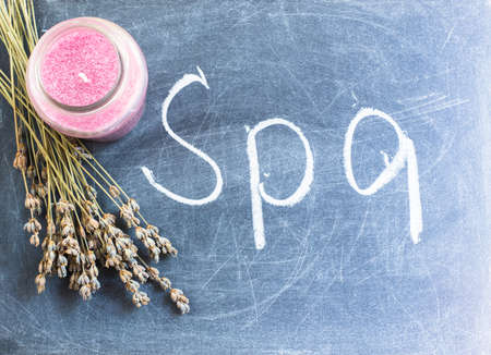Spa concept with handmade herb soap and sea salt