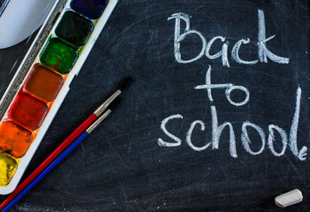 Back to school concept with chalkboardの写真素材