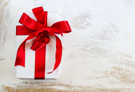 Christmas presents in rustic style with holiday decorations, selective focus