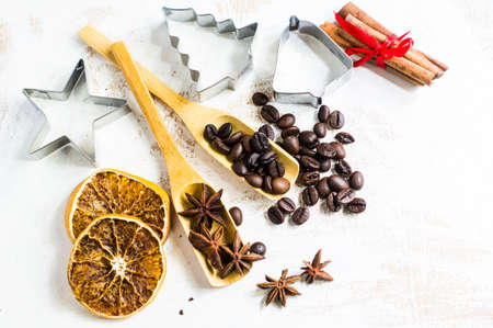 Christmas cookies pine cone shaped with festive decorationの写真素材