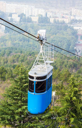 TBILISI, GEORGIA-OCT 28, 2016: Renovated famous cableway over Vake park in central part of Tbilisi, Georgia on Oct 28, 2016. Georgia. Europe.の写真素材