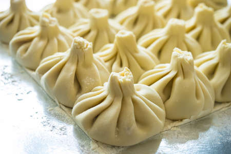 Traditional georgian dish khinkali - uncookedの写真素材