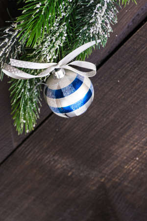 Christmas festive flatlay with gift boxes and decorationsの写真素材