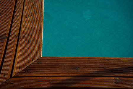 Blue swimming pool rippled water detail as a relax conceptの写真素材