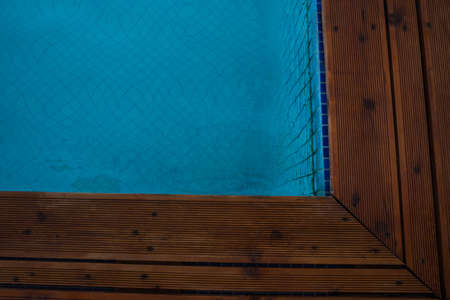 Blue swimming pool rippled water detail as a relax conceptの写真素材