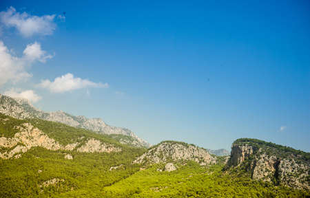 Sunny mountain landscape toned, Taurus Mountain in Turkeyの写真素材