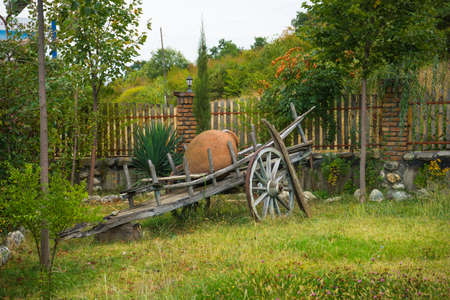 Kvevri (special vessel for georgia traditional wine) outdoor in Kakheti, Georgiaの写真素材