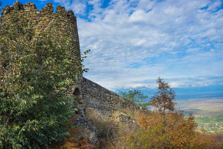 Autumnal view of georgian love city - Signagi, town in Kakheti area on the East of Georgiaの写真素材