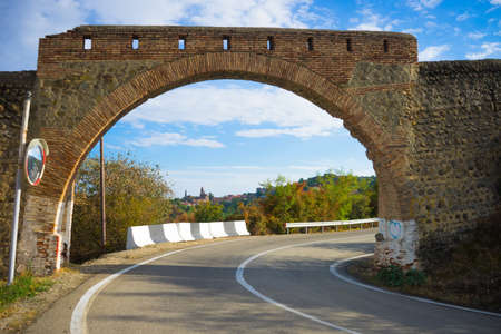 Autumnal view of georgian love city - Signagi, town in Kakheti area on the East of Georgiaの写真素材