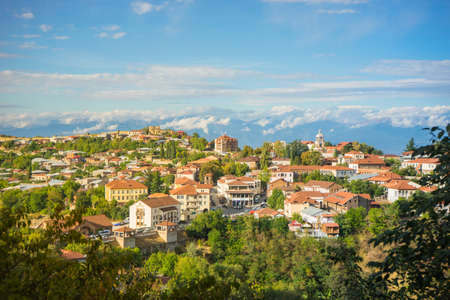 Autumnal view of georgian love city - Signagi, town in Kakheti area on the East of Georgiaの写真素材