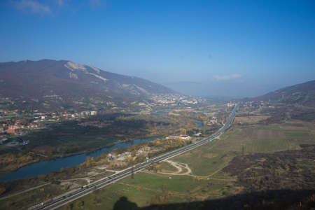 One the most famouse place in Georgia - top view from Jvari monastery to Aragvi and Mtikvari riger...