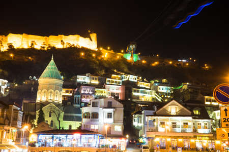 Georgia - Tbilisi. Christmas and New 2018 year illumination on the street of historical centre of...