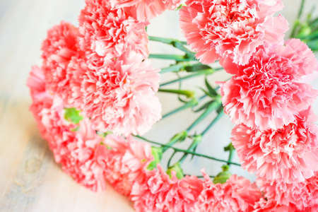 Heart shaped bouquet with fresh carnation flowersの写真素材