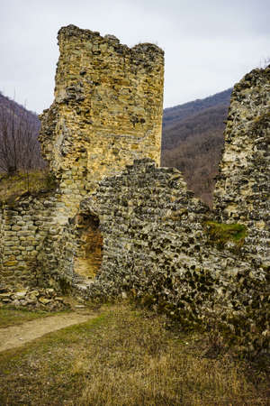 Ujarma castle ruins hidden in Caucasian mountain on the way from Kartli to Kakheti in Georgiaのeditorial素材