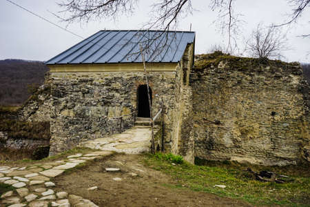 Ujarma castle ruins hidden in Caucasian mountain on the way from Kartli to Kakheti in Georgia