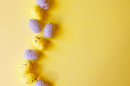 Conceptual Easter holiday card with easter eggs. Copy space