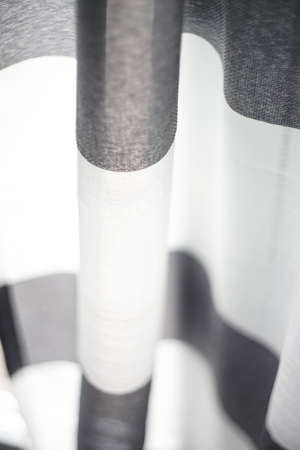 Interior decor of window with white tulleの写真素材