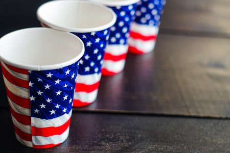 Table setting for 4th July celebration on USA Independence dayの写真素材