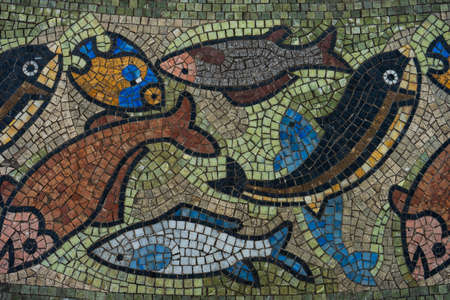 Batumi, Georgia / July 10, 2018: Mosaic floor on famous Piazza square in Old Batumi  close to the Port of Batumiのeditorial素材