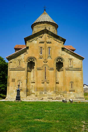 Famous architectural landmark orthodox cathedral Ertatsminda in Kartli area in Georgia