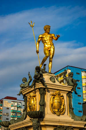 Batumi, Adjaria, Georgia - 08 JULY 2018: Neptune Monument near Ilya Chavchavadze State Drama Theatre in Batumi, Georgia in sunny summer dayのeditorial素材